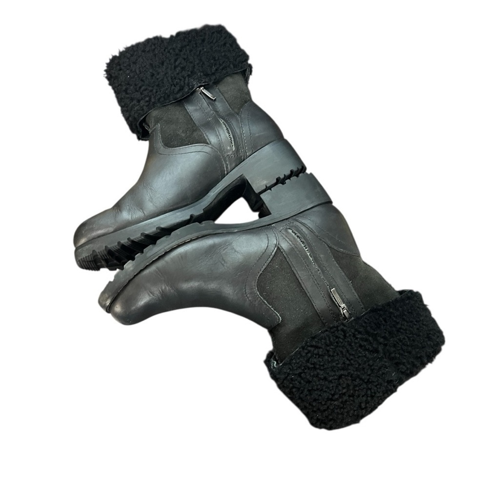 UGG Black Bellvue II Leather Boots with Shearling Lining Size 6 - Picture 5 of 12